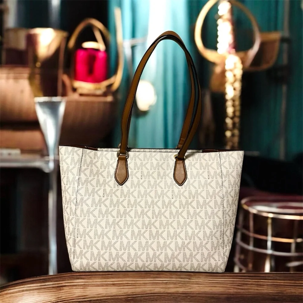 Michael Kors Signature White and Tan Tote - Picture 4 of 4
